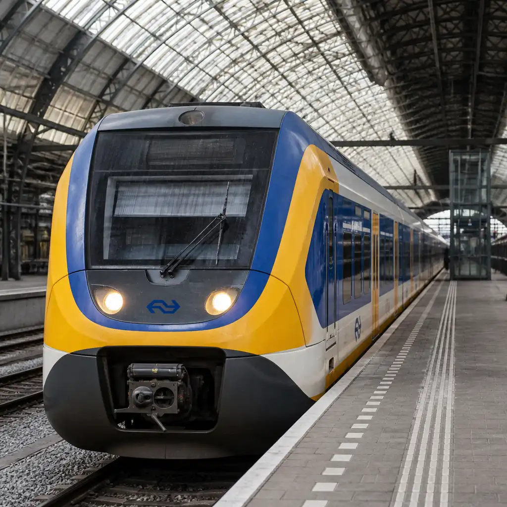 Amsterdam: trein van Centraal Station naar Schiphol Airport
