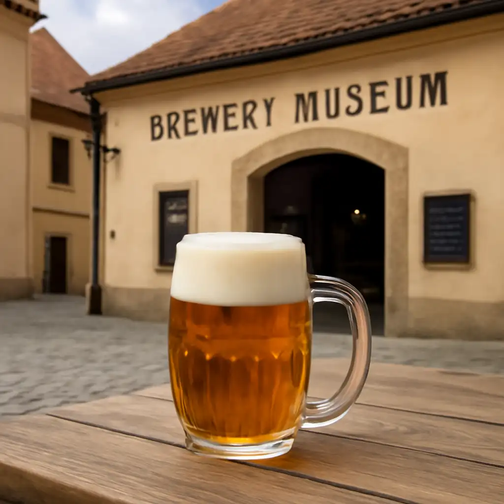 Pilsen: Brewery Museum Entrance with a Glass of Beer