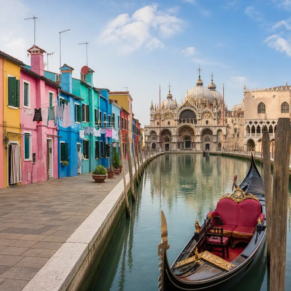 Doge’s Palace & St.Mark’s Basilica: Guided Tour + Burano & Murano Tour + Gondola