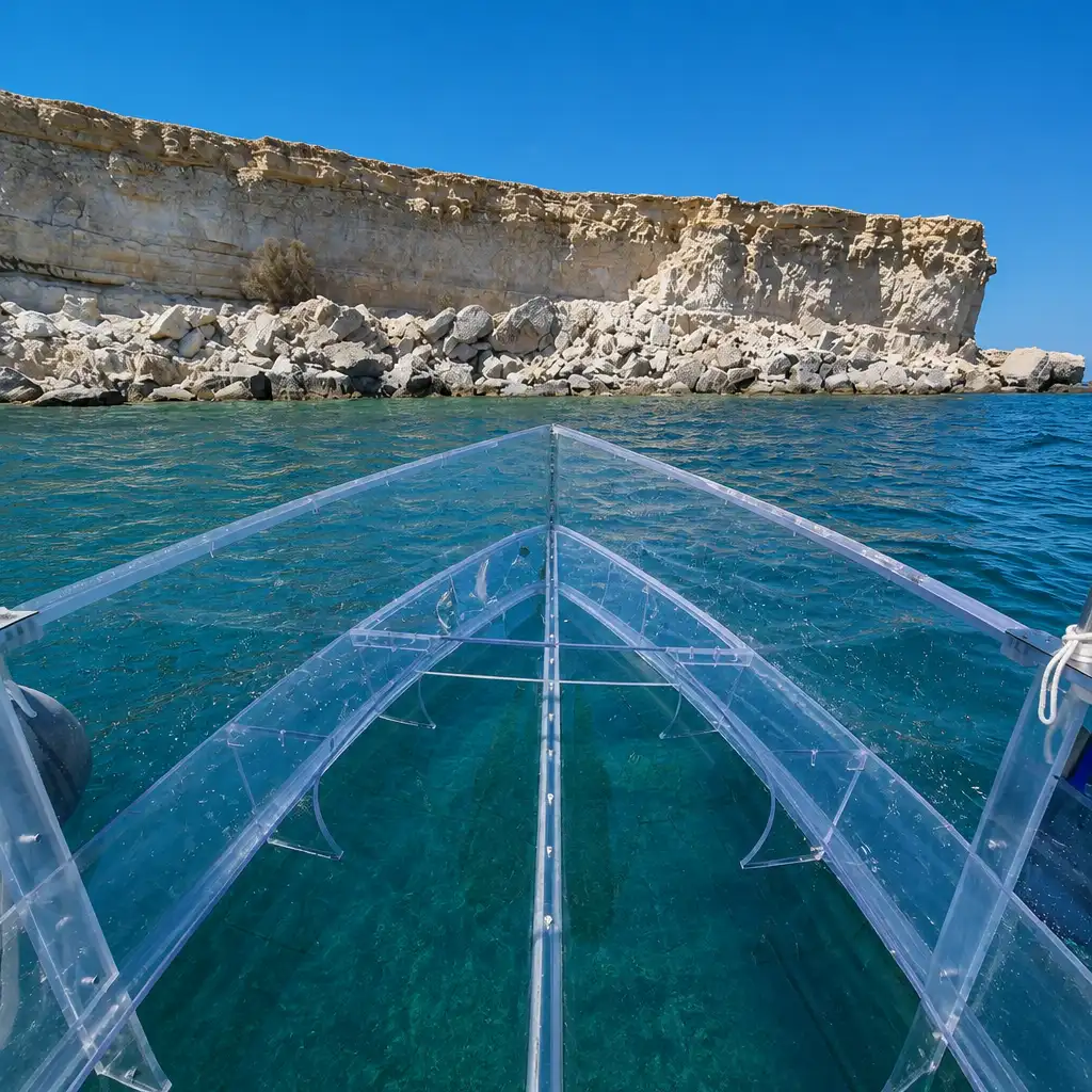 Syracuse: Coast & Sea Caves Transparent Boat Tour + Swim Stop