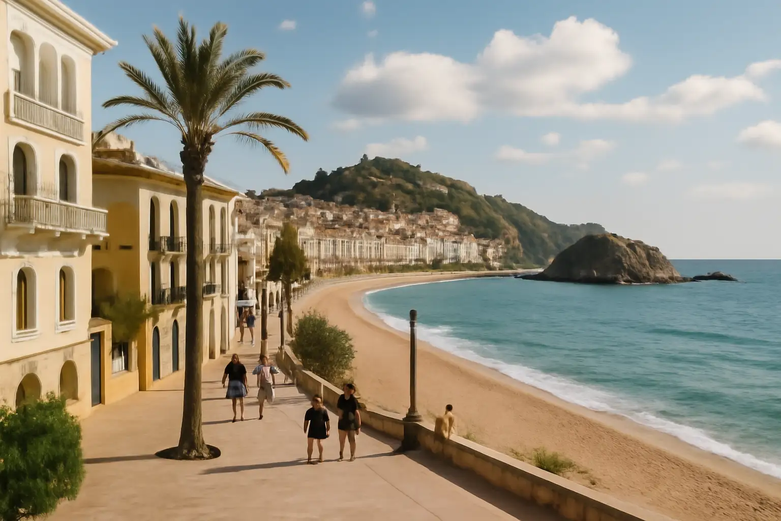Strand en boulevard van Blanes aan de Spaanse kust
