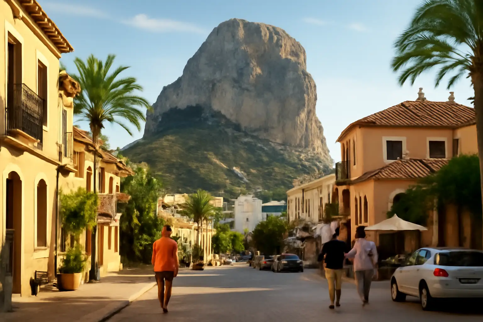 Zicht op de kust van Calpe met strand en bebouwing aan zee