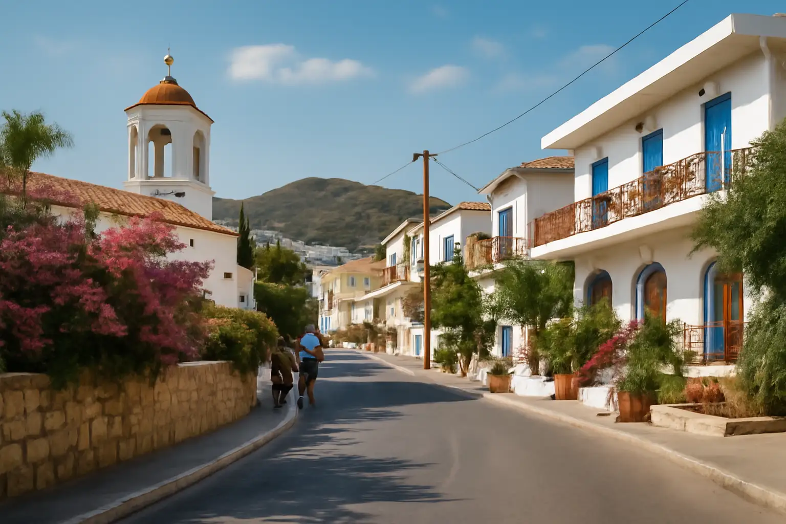 Strand en kustsfeer in Faliraki, Griekenland