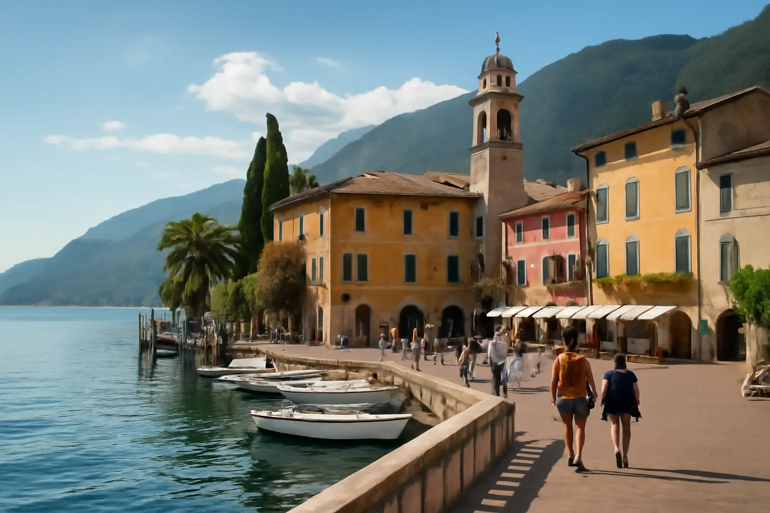 Uitzicht op Garda aan het Gardameer met een rustige sfeer aan het water