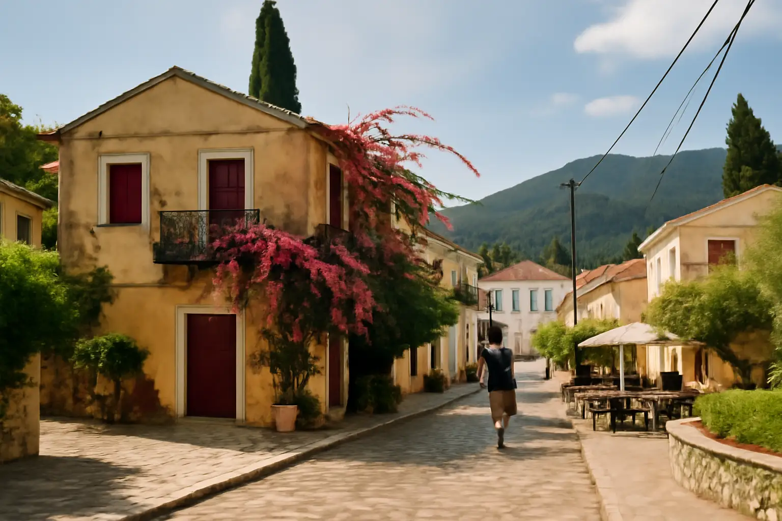 Uitzicht op Gouvia aan de kust van Corfu