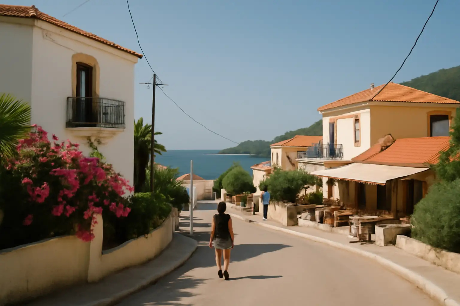 Zonnige kustsfeer in Kavos met verblijfsmogelijkheden aan zee