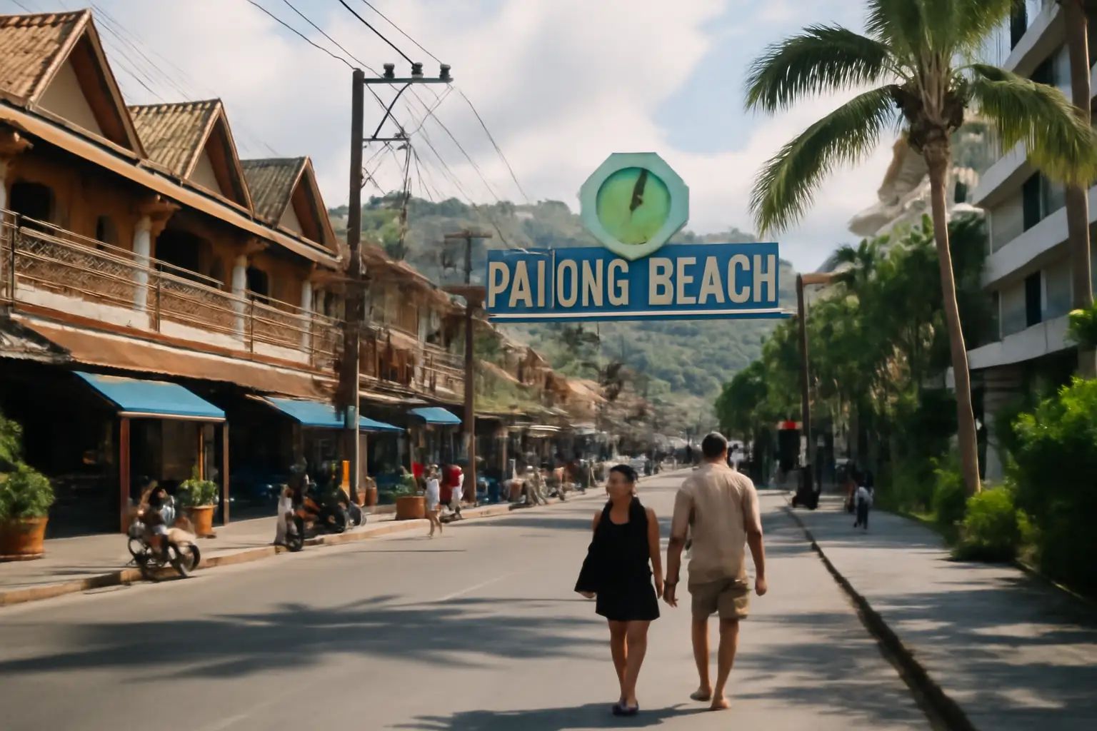 Uitzicht op Patong Beach in Phuket met strand en kustlijn