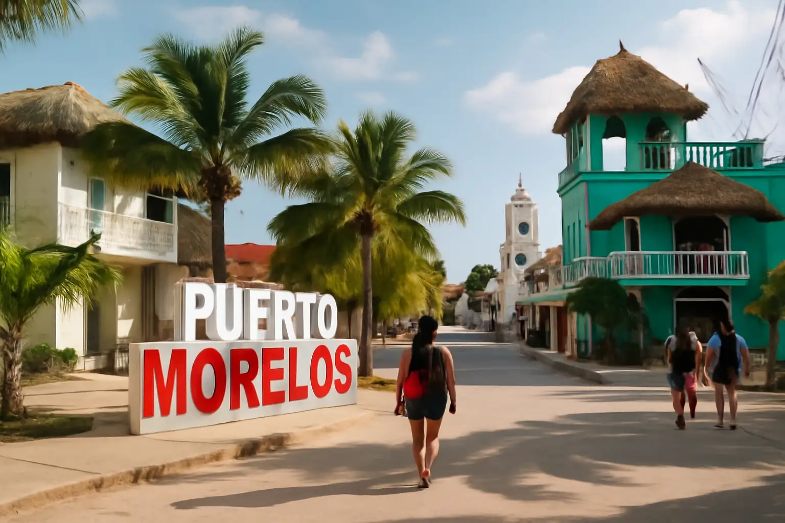 Puerto Morelos aan de Mexicaanse Caraïbische kust met resorts aan zee