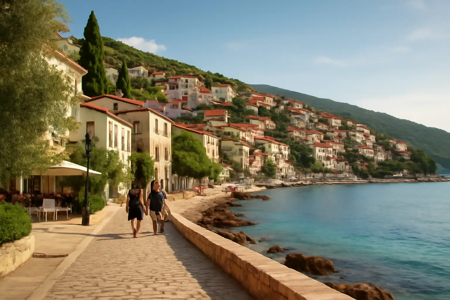 Uitzicht op de kust van Rabac in Istrië