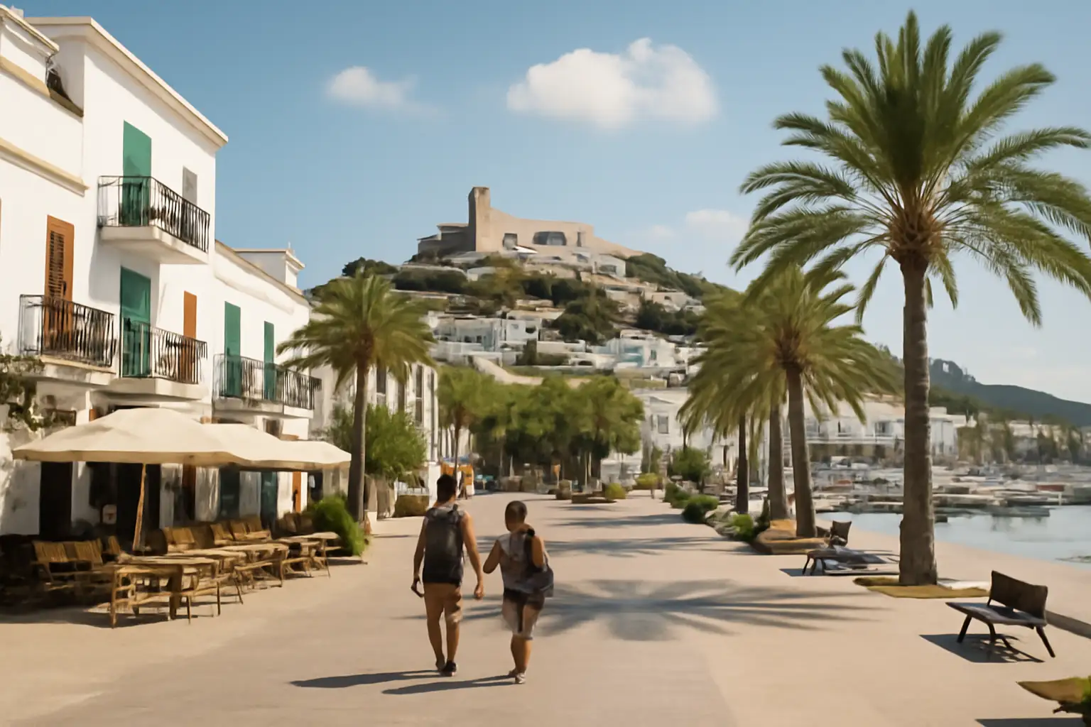 Uitzicht op Santa Eulalia del Río aan de kust van Ibiza