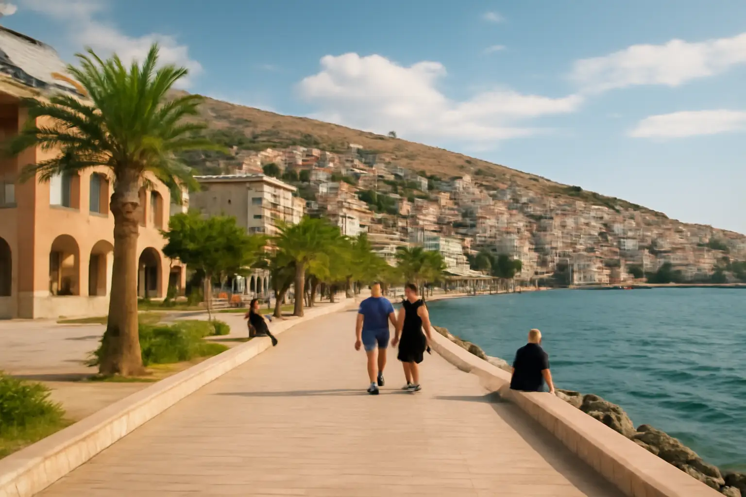 Uitzicht over Saranda aan de Albanese kust