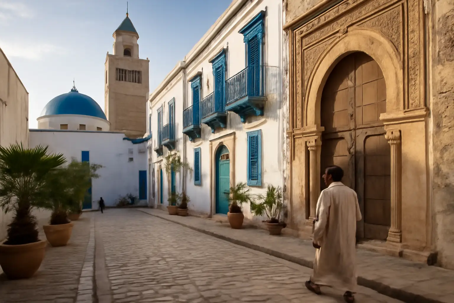 Uitzicht op Tunis met stedelijke straten en bebouwing